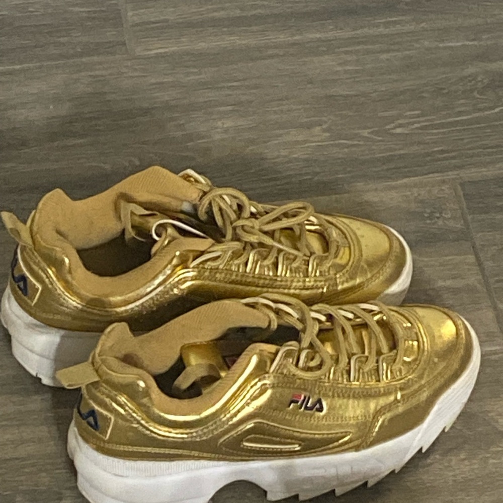 Fila Metallic Gold Sneakers with White Soles